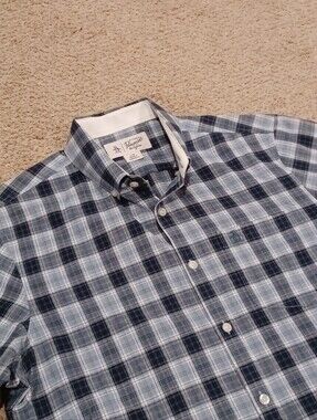 Original Penguin Short Sleeved Plaid Casual Button Down Shirt Mens Size L